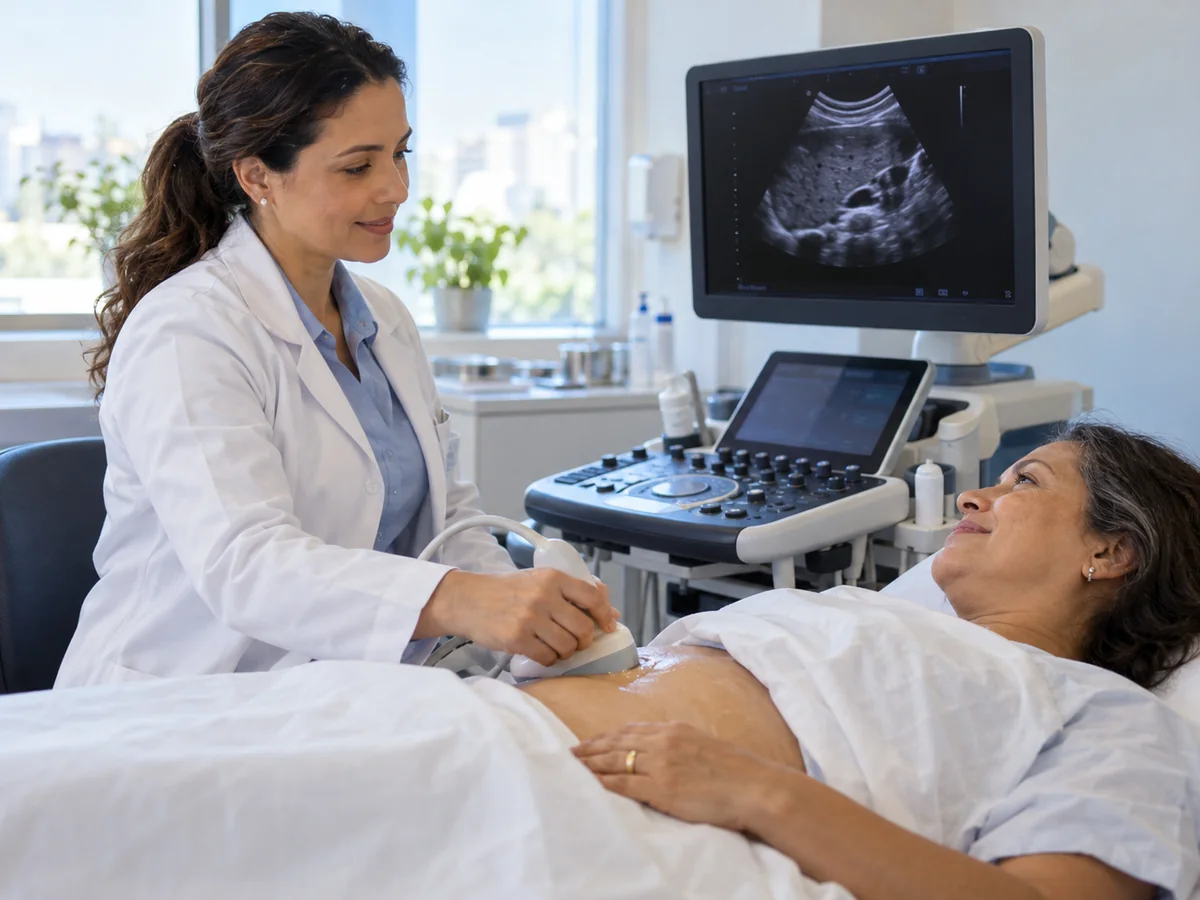 Imagem ilustrativa de atendimento com aparelho de ultrassom